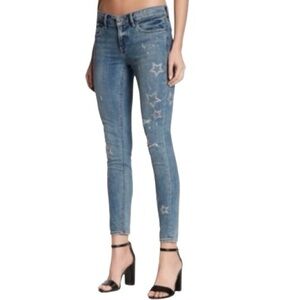Lucky Brand Womens Americana Morse Skinny Ankle Star Embroidered Jeans 14/32